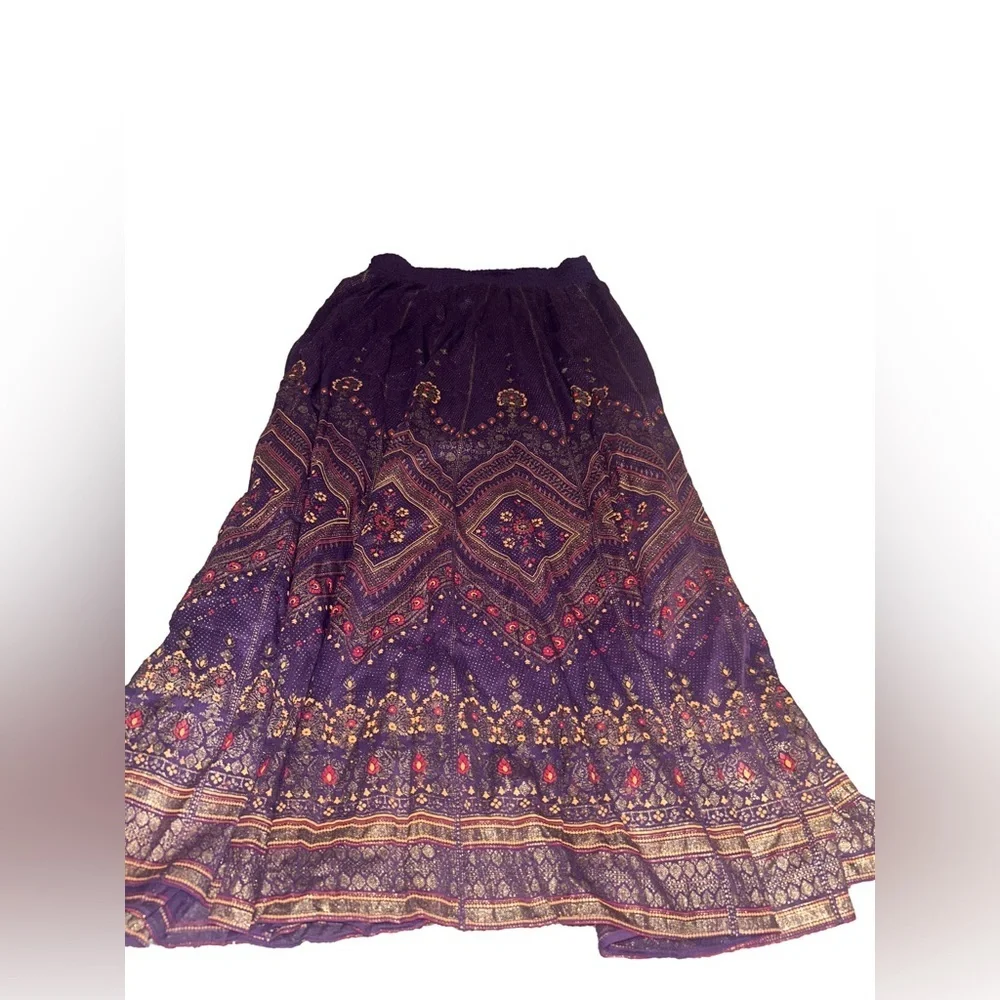 Soft Surroundings Kismet Purple and Gold Metallic Boho Maxi Skirt Size Small - Picture 4 of 9